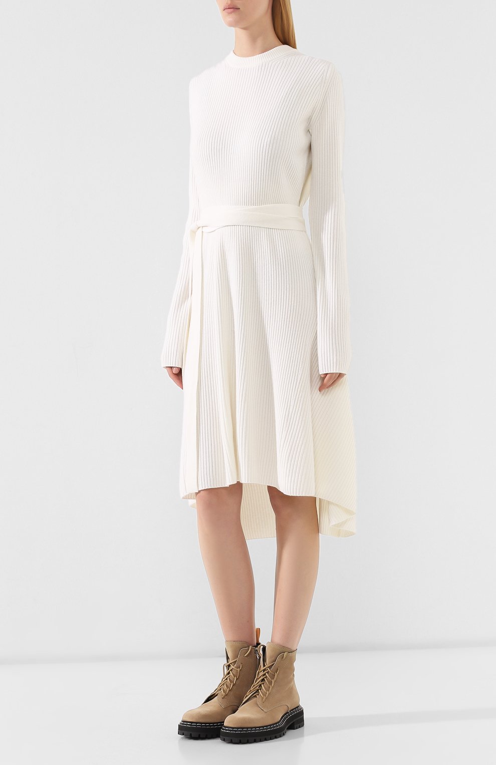 Платье из смеси шерсти и кашемира HELMUT LANG молочного цвета по цене 75650 руб., арт. J05HW706, фото 3 Платье из смеси шерсти и кашемира HELMUT LANG, арт. J05HW706, фото 3