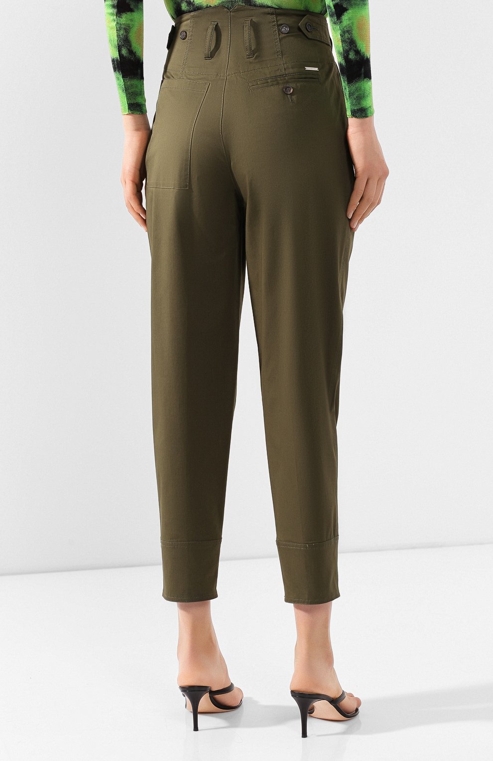 Хлопковые брюки DSQUARED2 зеленого цвета по цене 34450 руб., арт. S72KA1011/S35175, фото 4 Хлопковые брюки DSQUARED2, арт. S72KA1011/S35175, фото 4