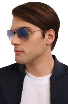 Женские солнцезащитные очки RAY-BAN синего цвета, арт. 3025-001/3F | Фото 3 (Кросс-КТ: С/з-унисекс; Региональные ограничения белый список (Axapta Mercury): Не проставлено; Нос: Не проставлено; Тип очков: С/�з; Статус проверки: Требуются правки, Проверена категория; Материал сплава: Проверено; Очки форма: Авиаторы; Оптика Гендер: оптика-унисекс)