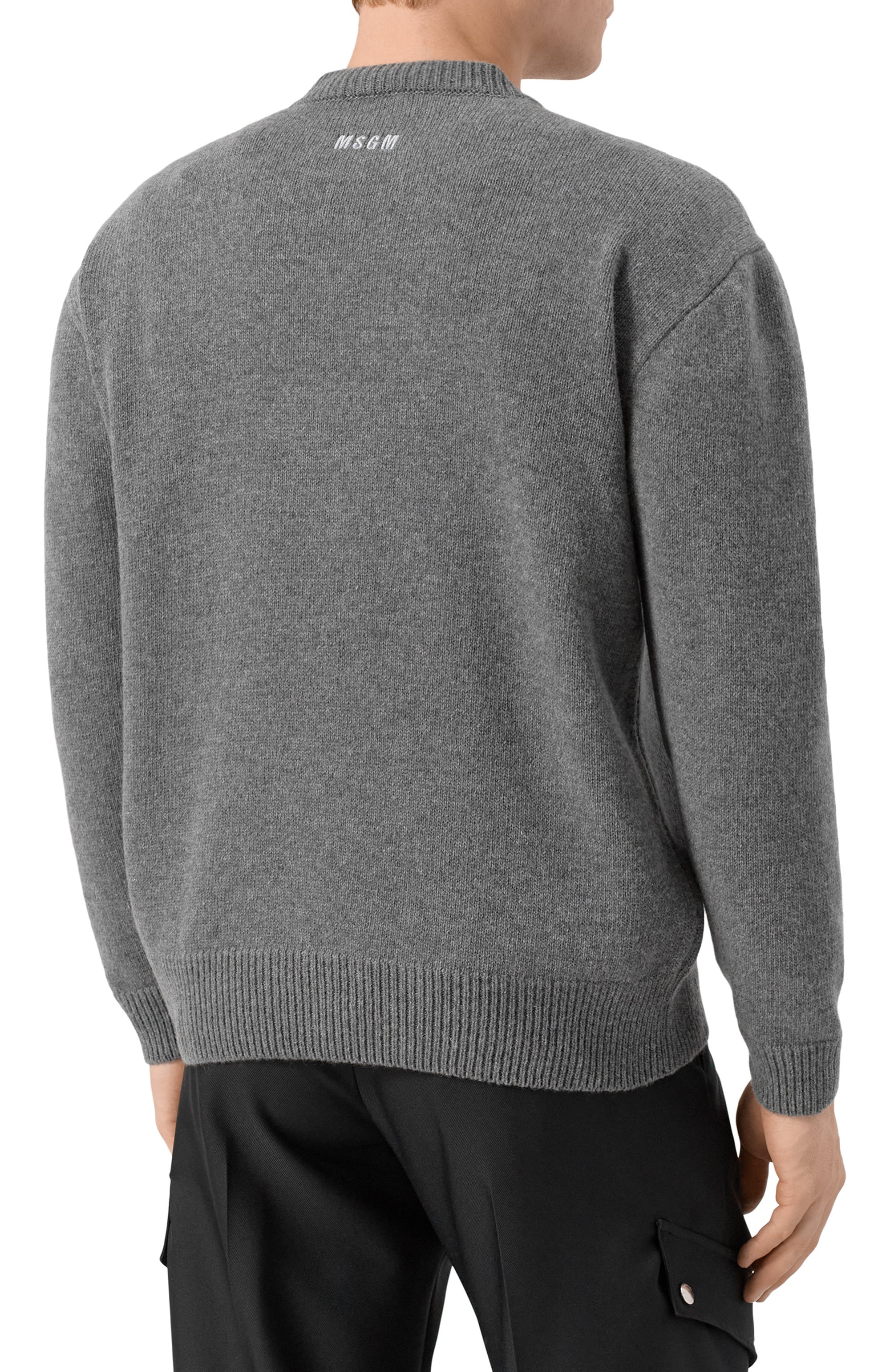 Шерстяной джемпер MSGM серого цвета по цене 34600 руб., арт. 3940MM202/257597, фото 4 Шерстяной джемпер MSGM, арт. 3940MM202/257597, фото 4