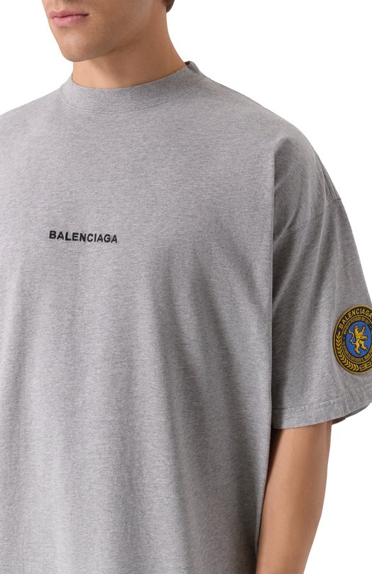 Хлопковая футболка Balenciaga 831305/TSVH4 Серый  831305/TSVH4 Фото 5