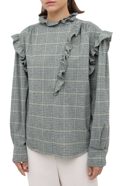 Блузка из хлопка и шерсти ISABEL MARANT ETOILE зеленого цвета по цене 36100 руб., арт. HT1831-20A039E/FL0SSIA, фото 3 Блузка из хлопка и шерсти ISABEL MARANT ETOILE, арт. HT1831-20A039E/FL0SSIA, фото 3