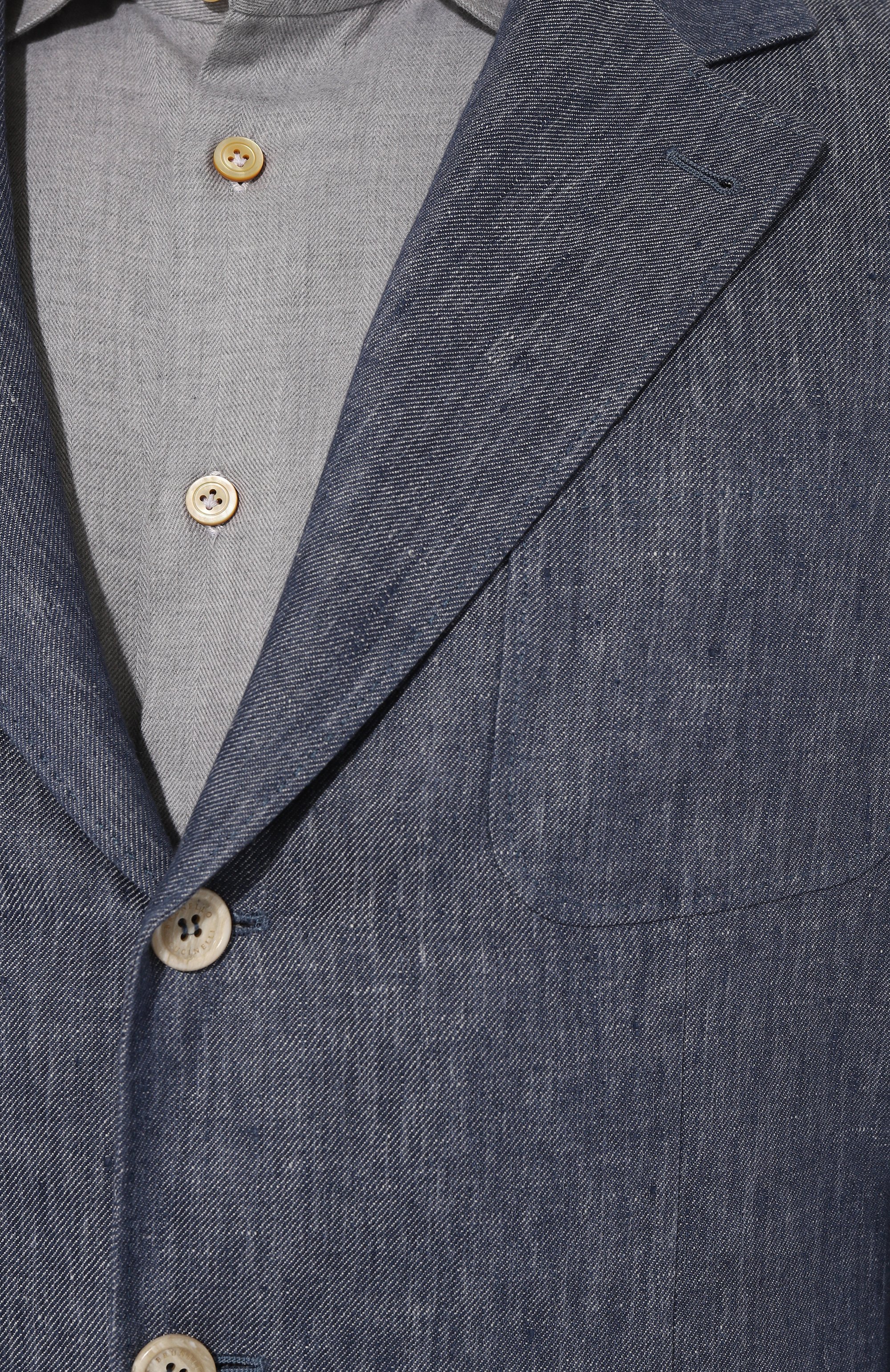 Льняной пиджак BRUNELLO CUCINELLI синего цвета по цене 327000 руб., арт. MS4987BND, фото 7 Льняной пиджак BRUNELLO CUCINELLI, арт. MS4987BND, фото 7