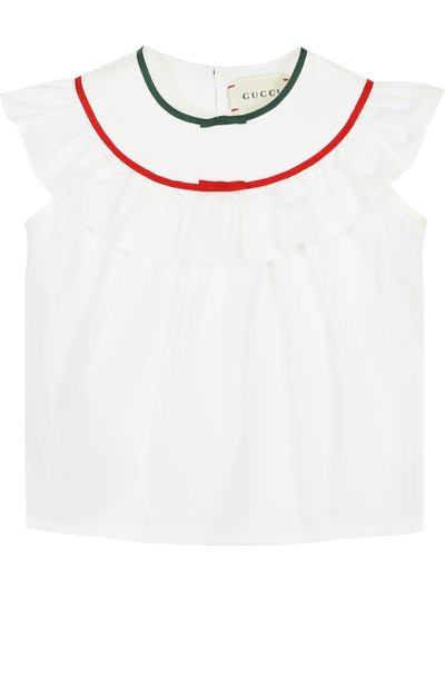Хлопковый топ с оборкой и контрастной отделкой GUCCI, арт. 501269/ZB365, фото 1
