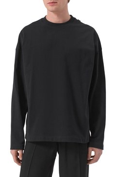 Мужская хлопковый лонгслив JIL SANDER черного цвета, арт. J22GC0200/J20244 | Фото 3 (Длина (для топов): Стандартные; Рукава: Длинные; Стили: Кэжуэл; Принт: Без принта; Материал внешний: Хлопок; Кросс-КТ: Джерси; Мужское Кросс-КТ: Футболка-одежда)