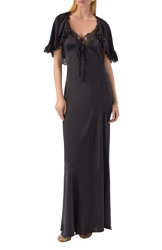 Атласное платье Chloé CH25WR059008 Чёрный  CH25WR059008 Фото 2