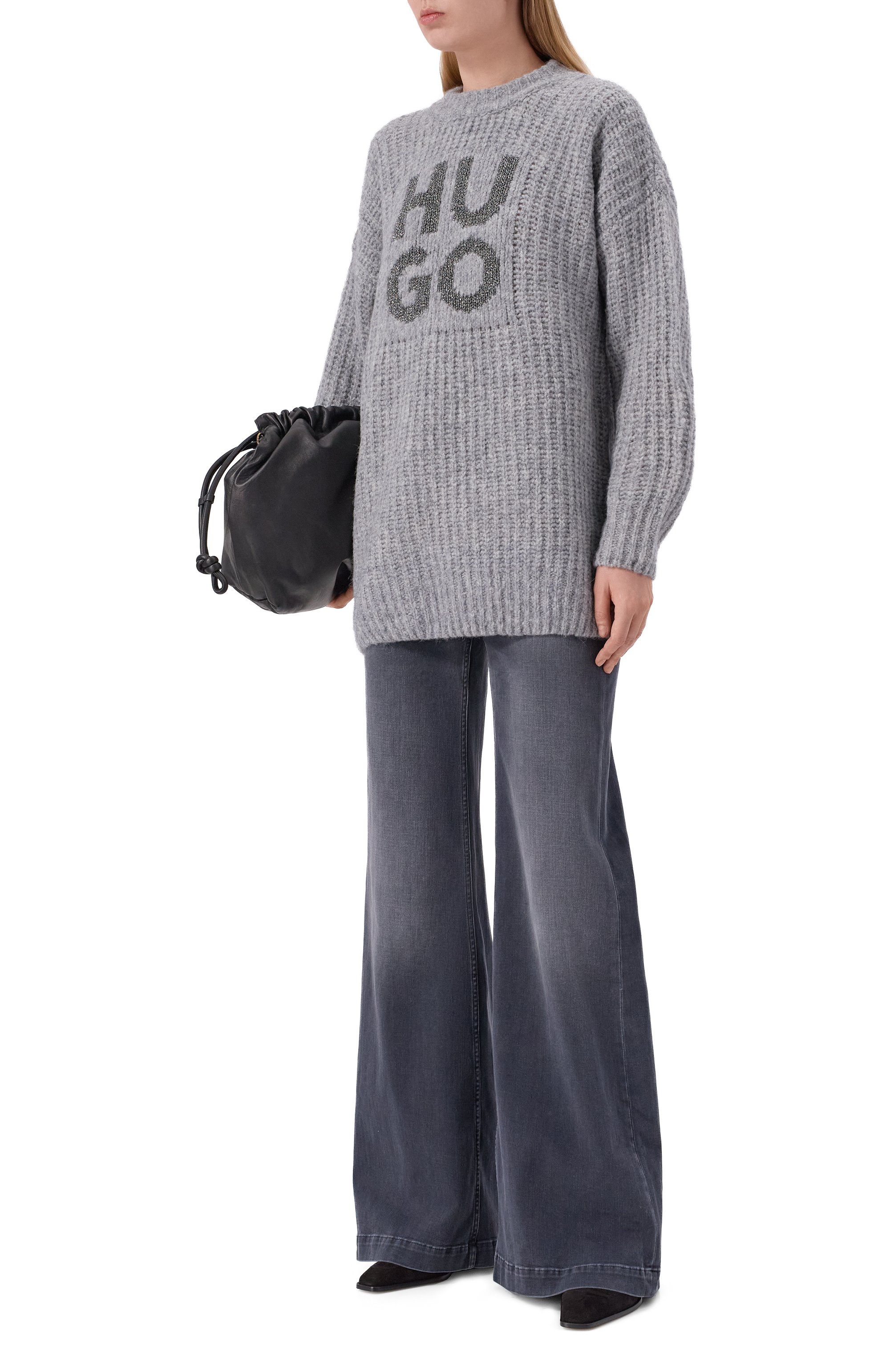 Свитер HUGO серого цвета по цене 26950 руб., арт. 50548245, фото 2 Свитер HUGO, арт. 50548245, фото 2