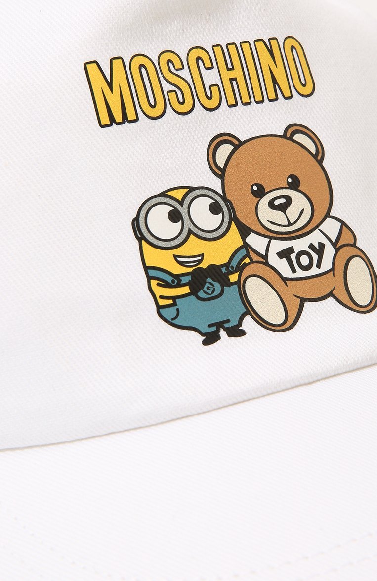 Детская хлопковая бейсболка MOSCHINO белого цвета, арт. HMX01N/L0A04 | Фото 3 (Материал: Хлопок, Текстиль; Нос: Не проставлено)