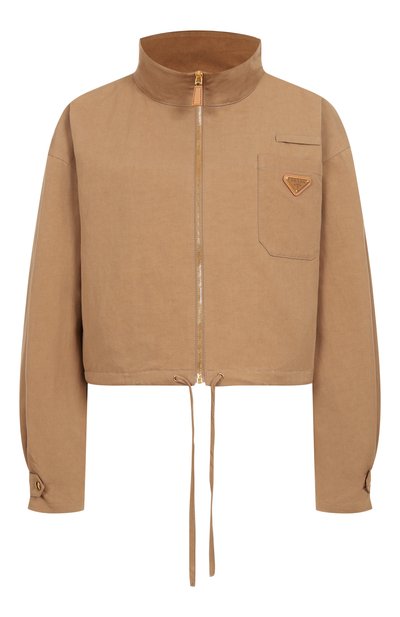 Женская куртка из хлопка и льна PRADA, арт. P5380/14F5
