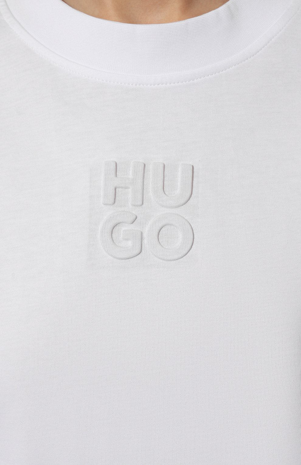 Хлопковая футболка HUGO белого цвета по цене 9360 руб., арт. 50502293, фото 5 Хлопковая футболка HUGO, арт. 50502293, фото 5