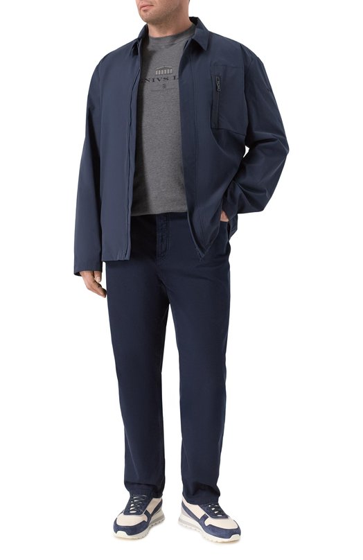 Хлопковые брюки Brunello Cucinelli M252DF101W Синий  M252DF101W Фото 2