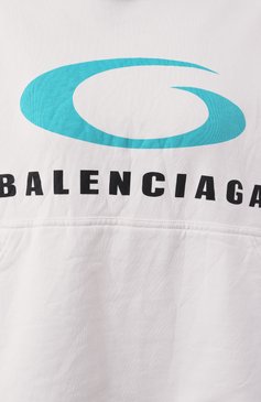 Женский хлопковое худи BALENCIAGA белого цвета, арт. 783397/TRVC3 | Фото 6 (Длина (для топов): Стандартные; Материал сплава: Проставлено; Драгоценные камни: Проставлено; Рукава: Длинные; Стили: Гранж; Женское Кросс-�КТ: Худи-одежда; Материал внешний: Хлопок)