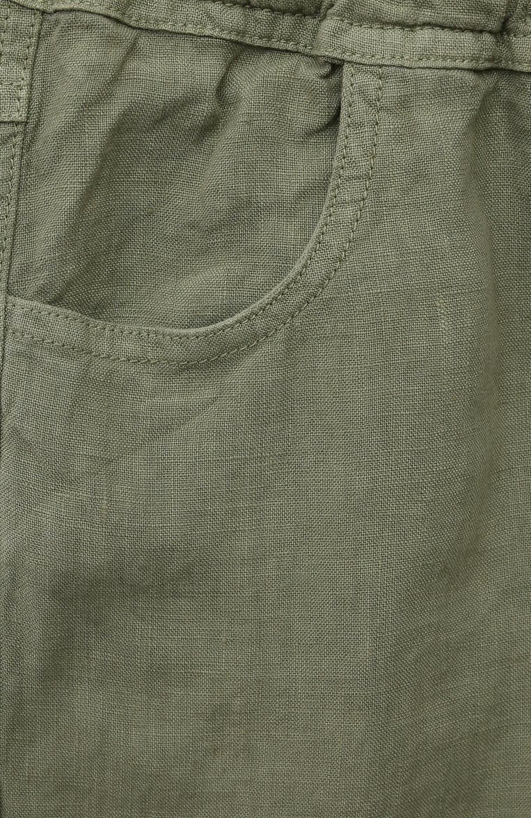 Детские льняные брюки IL GUFO хаки цвета, арт. P24PL195L6009/10A-14A | Фото 3 (Нос: Не проставлено; Материал сплава: Проставлено; Материал внешний: Лен; Случай: Повседневный; Ростовка одежда: 12 лет | 152 см, 13 - 15 лет | 158 см, 9 лет | 134 см)