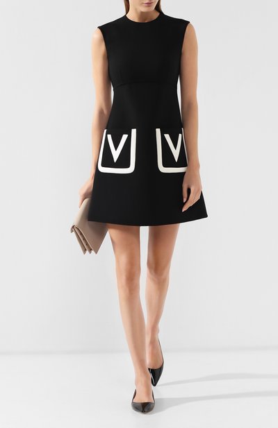 Шерстяное платье VALENTINO черно-белого цвета по цене 299500 руб., арт. RB3VAKS14EJ, фото 2 Шерстяное платье VALENTINO, арт. RB3VAKS14EJ, фото 2