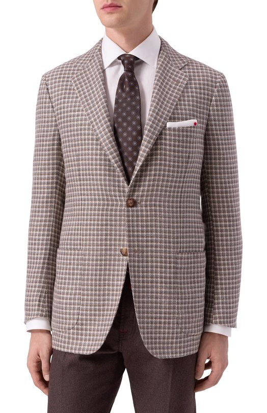 Пиджак из кашемира и шерсти Kiton UG81K0610E53 Коричневый  UG81K0610E53 Фото 4