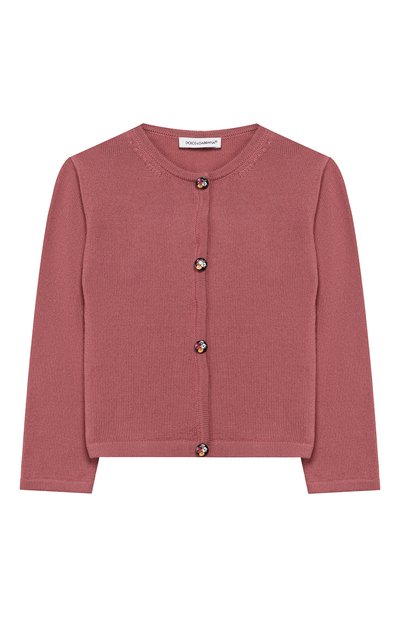 Шерстяной кардиган DOLCE & GABBANA розового цвета по цене 29700 руб., арт. L2KW44/JAVRR, фото 1 Шерстяной кардиган DOLCE & GABBANA, арт. L2KW44/JAVRR, фото 1