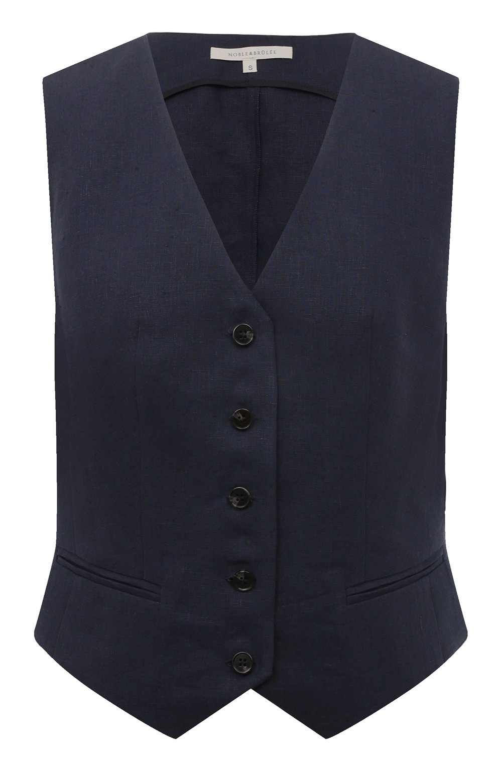 Льняной жилет NOBLE&BRULEE темно-синего цвета по цене 45000 руб., арт. NB42/060521/38, фото 1 Льняной жилет NOBLE&BRULEE, арт. NB42/060521/38, фото 1