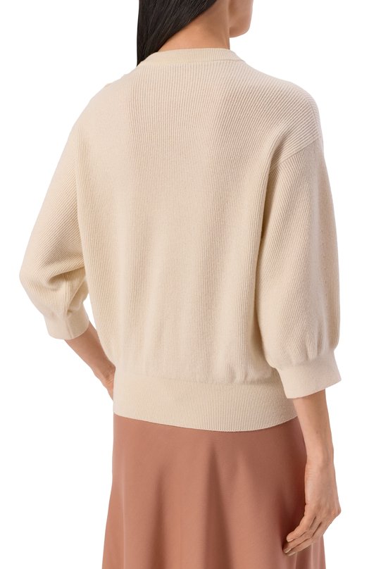 Пуловер из кашемира и хлопка Agnona K111025E/1T140PE Бежевый  K111025E/1T140PE Фото 4