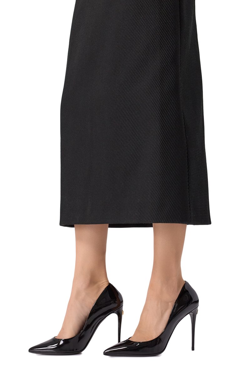 Женские лакированные туфли cardinale 105 DOLCE & GABBANA черного цвета, арт. CD1710/A1471 | Фото 3 (Материал внутренний: Натуральная кожа; Каблук тип: Шпилька; Каблук высота: Высокий; Подошва: Плоская; Материал сплава: Проставлено; Драгоценные камни: Проставлено; Материал внешний: Натуральная кожа)