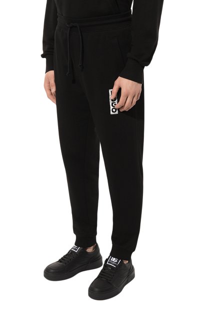 Хлопковые джоггеры HUGO черного цвета по цене 12600 руб., арт. 50494179, фото 3 Хлопковые джоггеры HUGO, арт. 50494179, фото 3