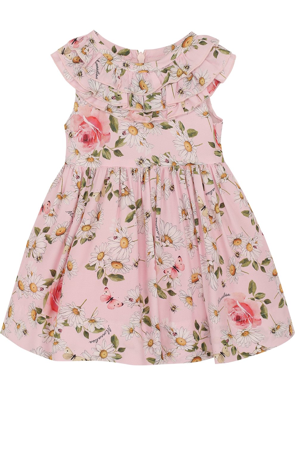 Платье из вискозы с принтом и оборками MONNALISA розового цвета по цене 16500 руб., арт. 311922, фото 1 Платье из вискозы с принтом и оборками MONNALISA, арт. 311922, фото 1