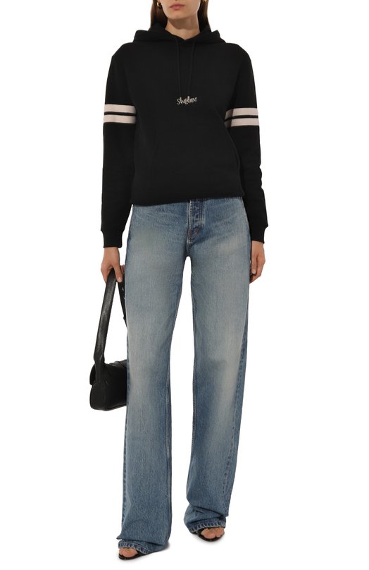 Хлопковое худи Saint Laurent 757076/Y36SW Чёрный  757076/Y36SW Фото 2