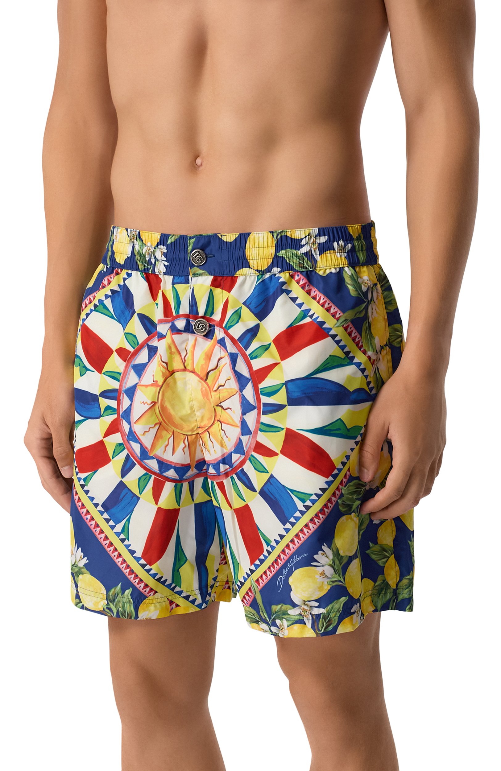 Плавки-шорты DOLCE & GABBANA разноцветного цвета по цене 85250 руб., арт. M4F91T/FPSIU, фото 2 Плавки-шорты DOLCE & GABBANA, арт. M4F91T/FPSIU, фото 2