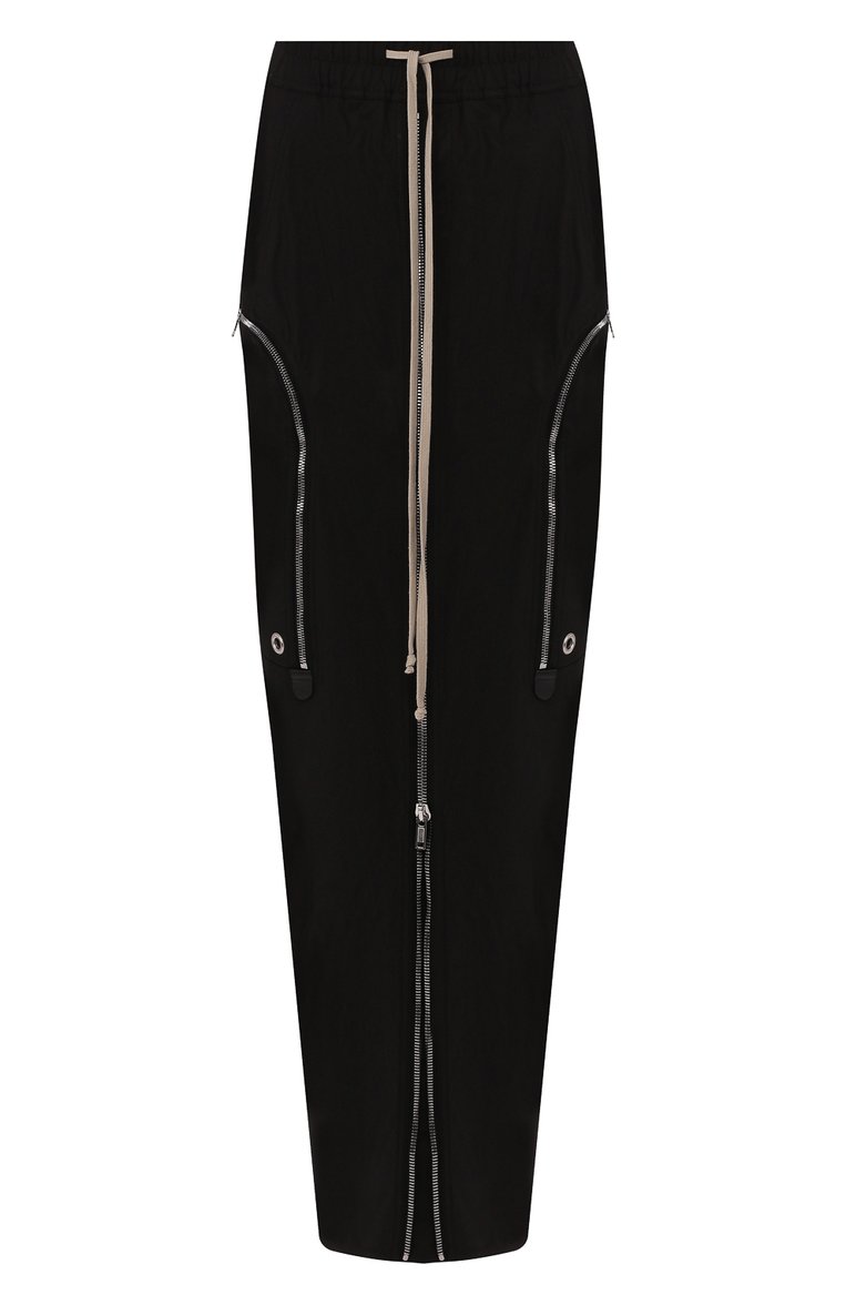Женская хлопковая юбка RICK OWENS черного цвета, арт. RP20S1335/TE | Фото 1 (Материал внешний: Хлопок; Длина Ж (юбки, платья, шорты): Макси; Статус проверки: Пров�ерена категория; Женское Кросс-КТ: Юбка-одежда)