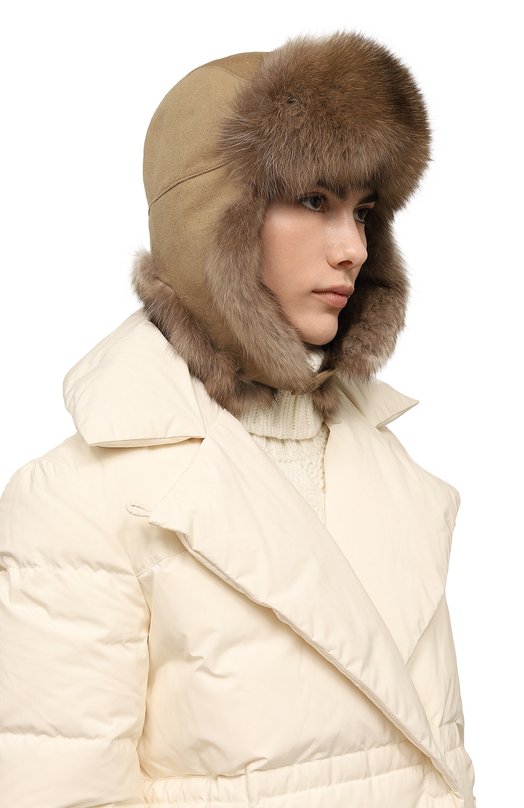 Шапка-ушанка с отделкой из соболя VICTORIA KUSENKOVA 099103605153 Бежевый  099103605153 Фото 2