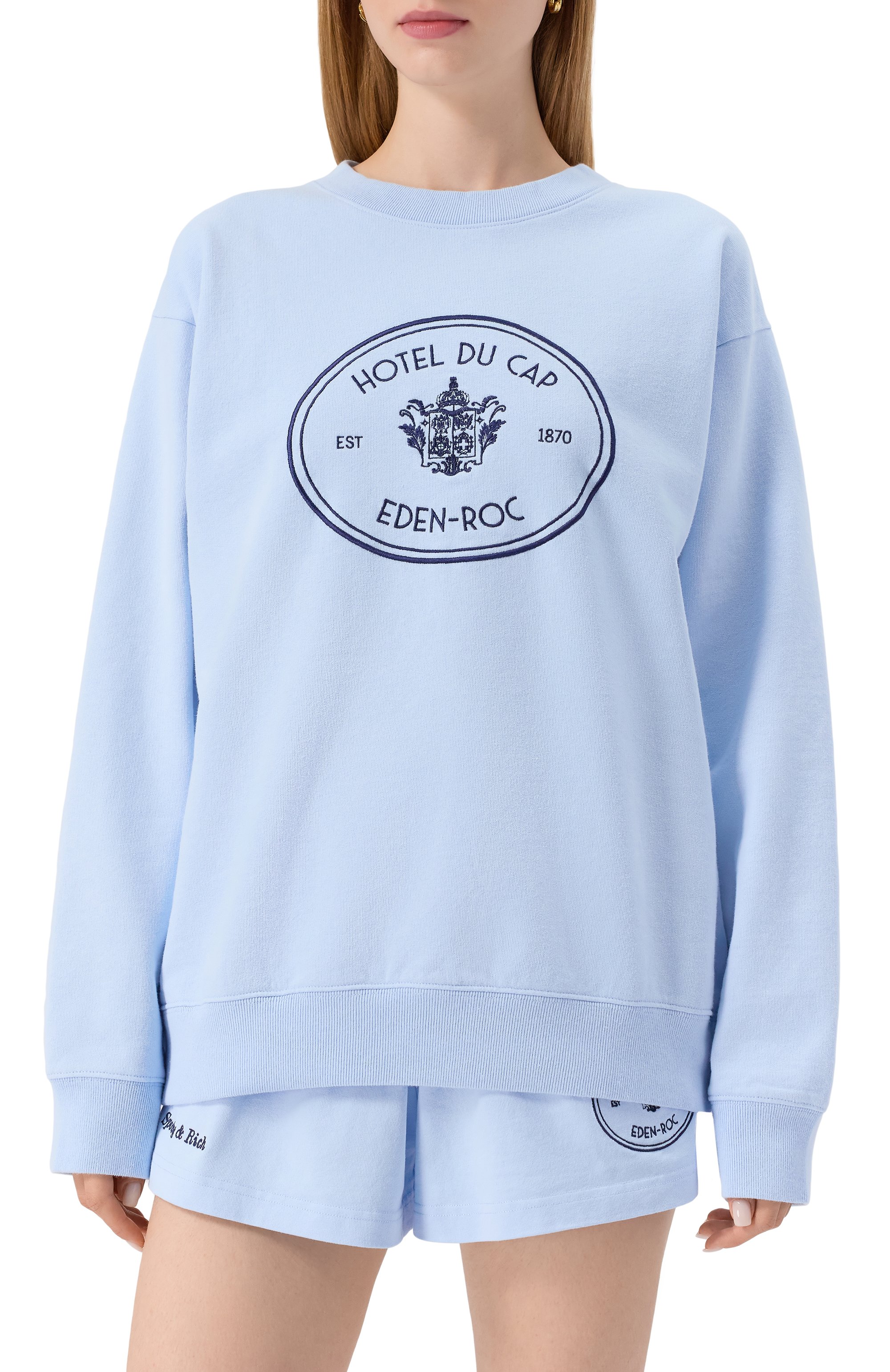 Хлопковый свитшот sporty & rich x hotel du cap-eden-roc SPORTY AND RICH, арт. ST07160621BL90, фото 3