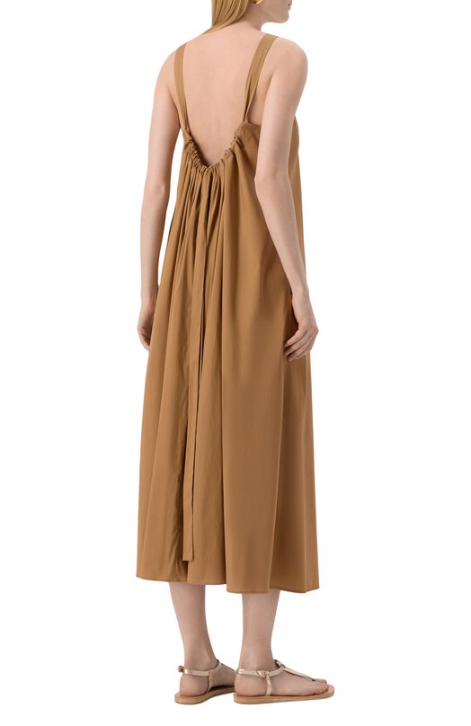 Хлопковое платье Max Mara ROMEA 2516221019 Бежевый  ROMEA 2516221019 Фото 4