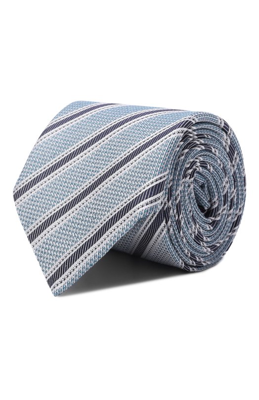 Галстук из шелка и льна Canali 18/HJ04572 Голубой 18/HJ04572