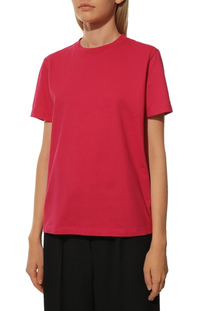 Хлопковая футболка MSGM фуксия цвета по цене 12800 руб., арт. 3341MDM185 227798, фото 3 Хлопковая футболка MSGM, арт. 3341MDM185 227798, фото 3