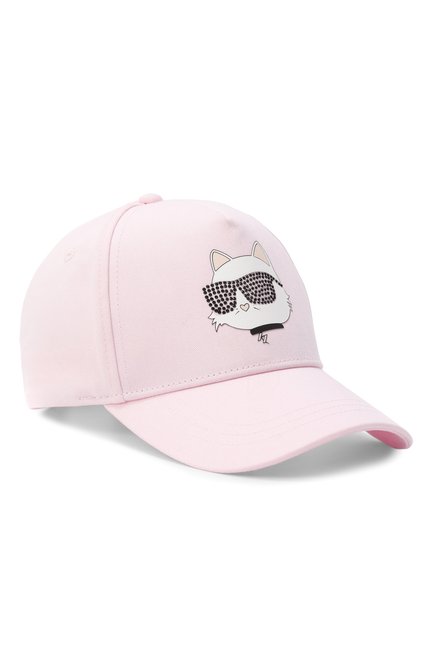 Детская хлопковая бейсболка KARL LAGERFELD KIDS светло-розового цвета, арт. Z30387 | Фото 1 (Материал сплава: Проставлено; Материал: Хлопок, Текстиль; Нос: Не проставлено)