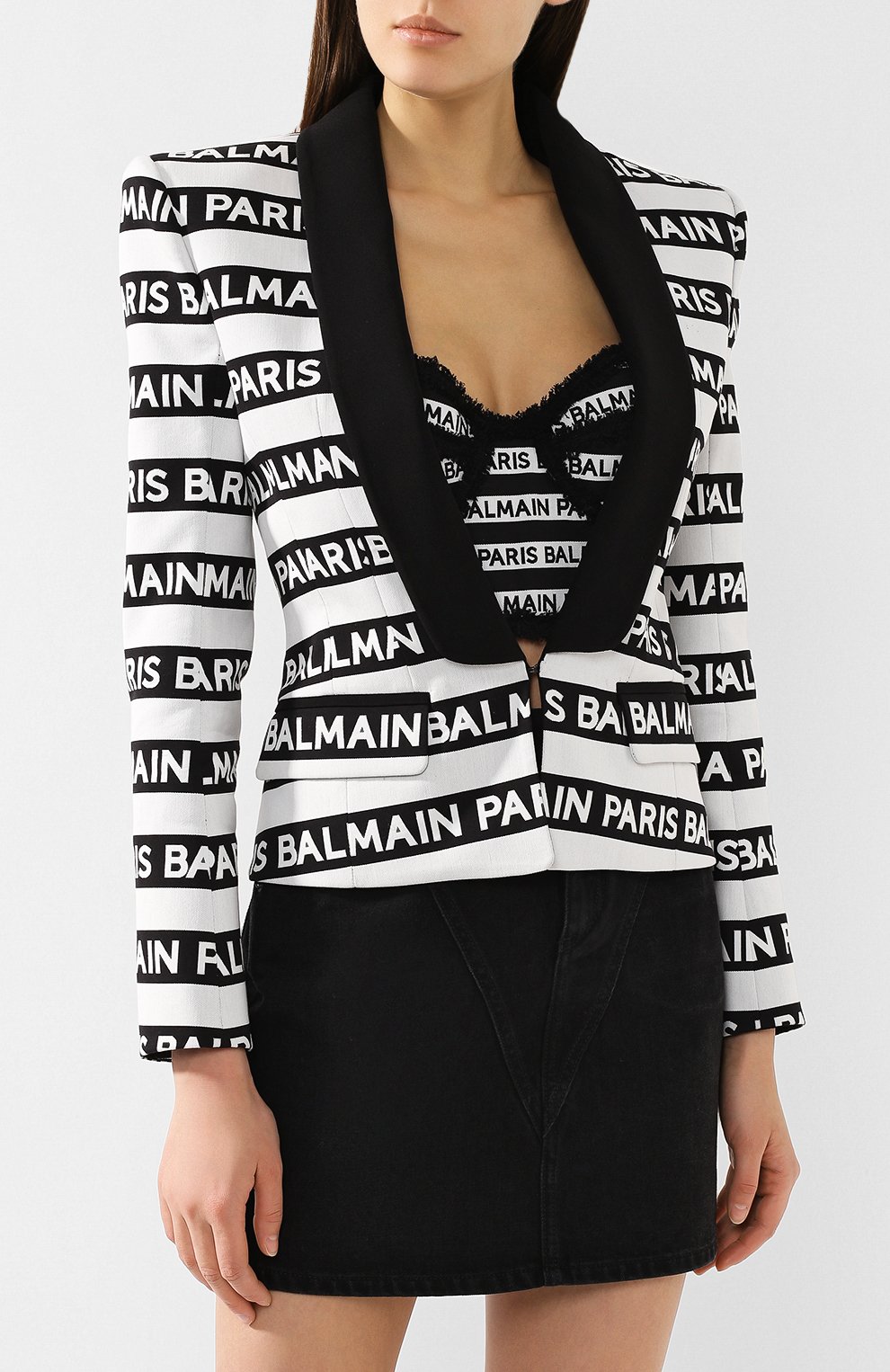 Хлопковый жакет BALMAIN черно-белого цвета по цене 358000 руб., арт. RF17004/C054, фото 3 Хлопковый жакет BALMAIN, арт. RF17004/C054, фото 3