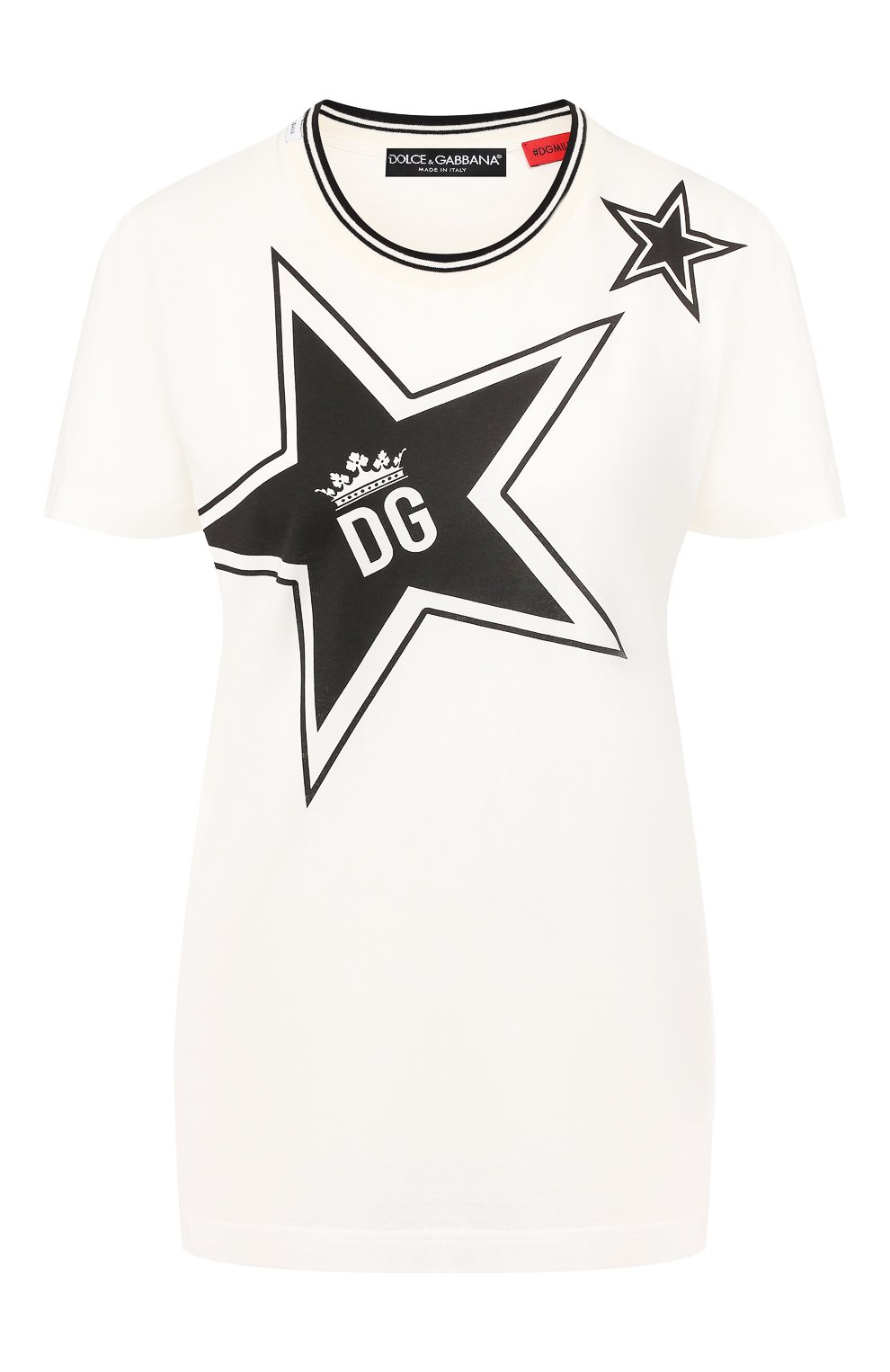 Хлопковая футболка DOLCE & GABBANA белого цвета по цене 46400 руб., арт. F8L93T/FI7K7, фото 1 Хлопковая футболка DOLCE & GABBANA, арт. F8L93T/FI7K7, фото 1