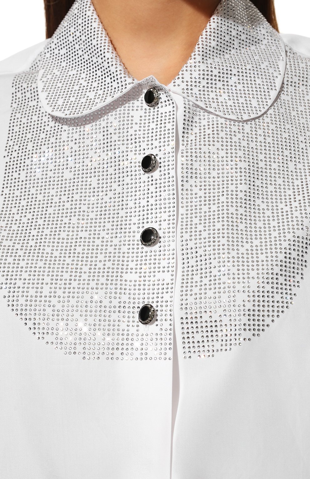 Хлопковая рубашка с отделкой стразами MIU MIU, арт. MK1606-10AQ-F0009, фото 5