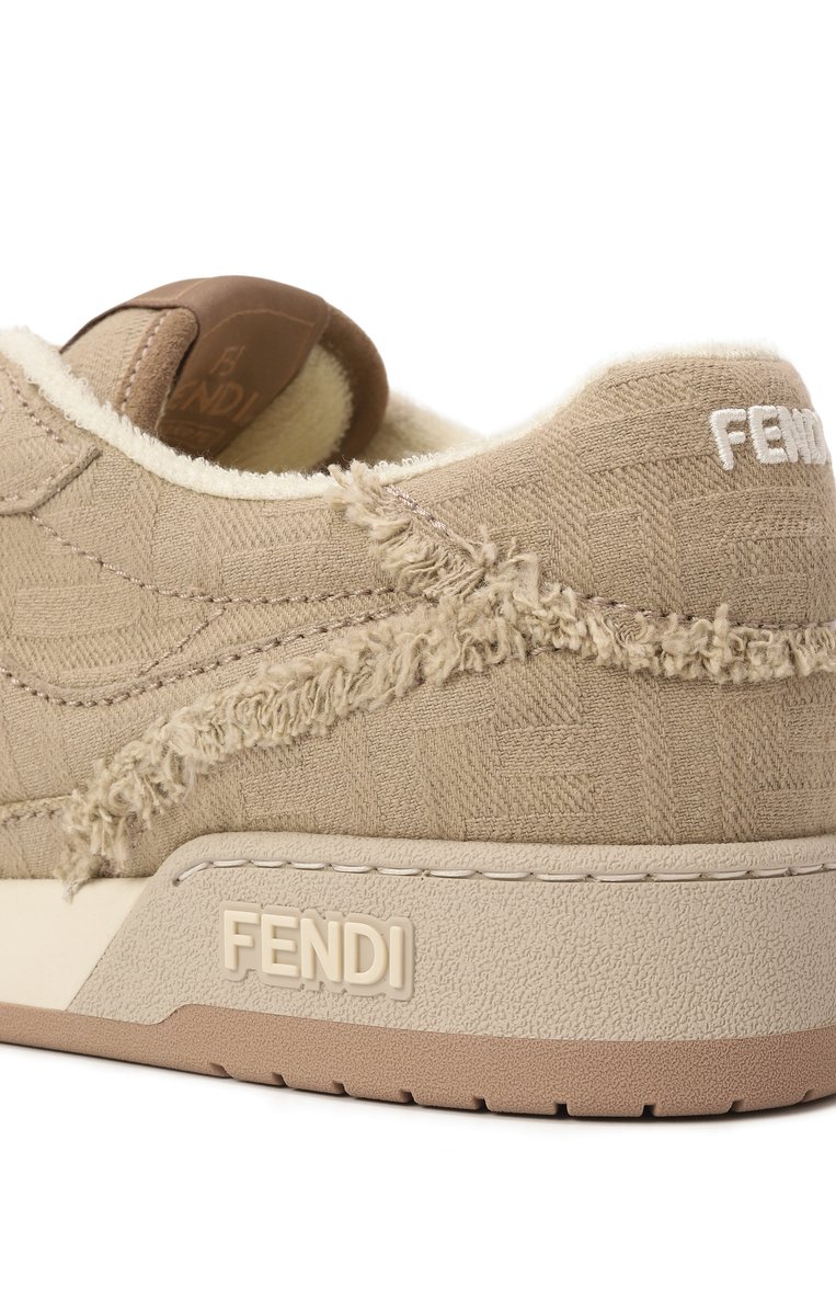 Мужские текстильные кеды fendi match FENDI бежевого цвета, арт. 7E1495AN8L F1LQI | Фото 7 (Материал внешний: Текстиль; Материал внутренний: Текстиль; Подошва: Массивная; Материал утеплителя: Без утеплителя; Стили: Классический; Кросс-КТ: Низкие)