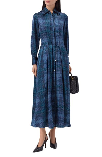 Атласное платье KITON синего цвета по цене 299500 руб., арт. D58334K0584I, фото 2 Атласное платье KITON, арт. D58334K0584I, фото 2