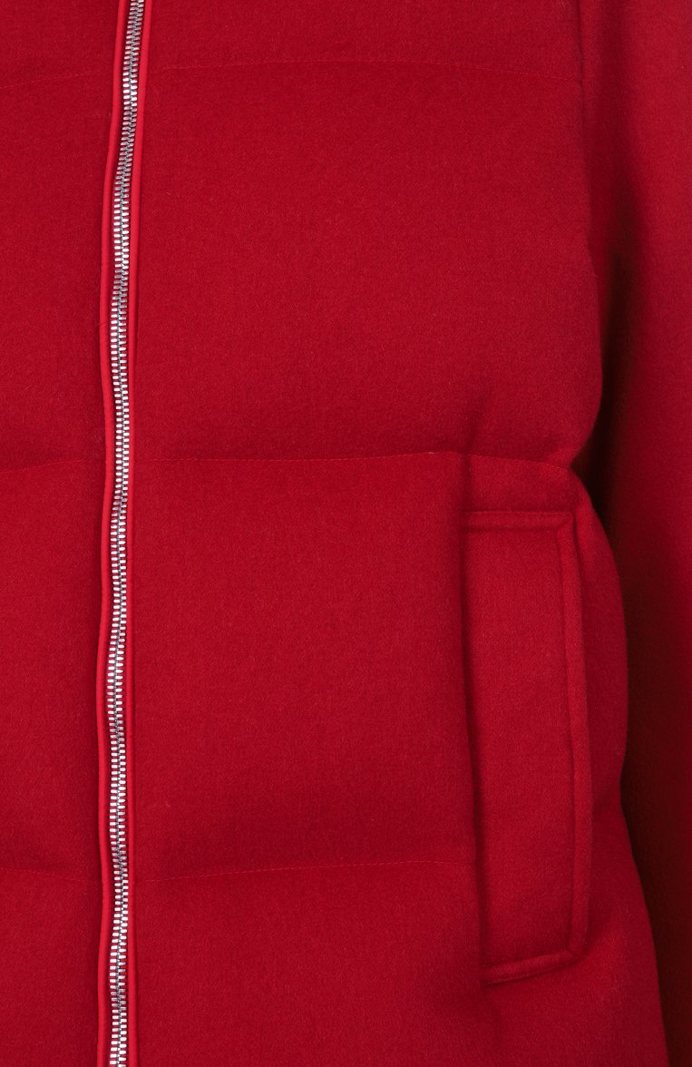 Женский кашемировый пуховик KITON красного цвета, арт. D54658K0580E01 | Фото 6 (Материал внешний: Кашемир, Шерсть; Рукава: Длинные; Материал подклада: Синтетический материал; Длина (верхняя одежда): Короткие; Стили: Кэжуэл; Кросс-КТ: Пуховик)