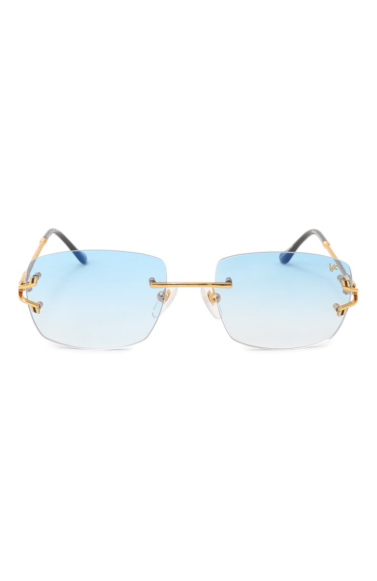 Женские солнцезащитные очки VINTAGE FRAMES голубого цвета, арт. BAL HARB0UR G0LD/BLUE | Фото 3 (Тип очков: С/з; Нос: Не проставлено; Материал: Металл; Региональные ограничения белый список (Axapta Mercury): Не проставлено; Кросс-КТ: С/з-унисекс; Очки форма: Безоправные, Прямоугольные; Оптика Гендер: оптика-унисекс)
