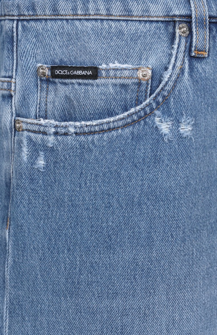Мужские джинсы loose DOLCE & GABBANA синего цвета, арт. GYJDAD/G8MD9 | Фото 6 (Длина (брюки, джинсы): Стандартные; Материал внешний: Хлопок, Деним; Кросс-КТ: Деним; Стили: Повседневный; Силуэт М (брюки): Прямые; Детали: Потертости, Делаве; Автоматизация состава: Проставлено; Автоматизация ТО: Проставлено; Размерность: Идёт в размер)