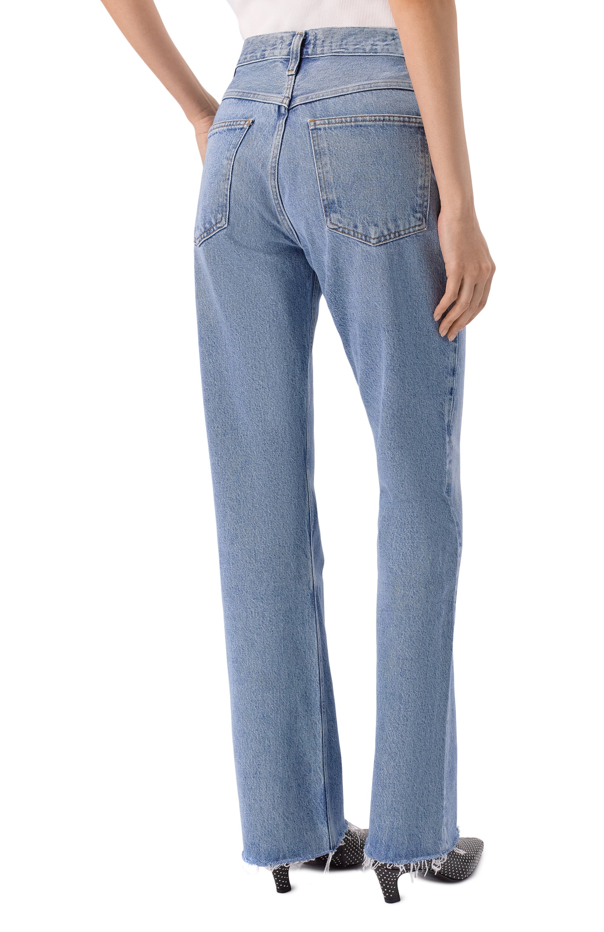 Джинсы leena AGOLDE голубого цвета по цене 52400 руб., арт. A218-1206, фото 4 Джинсы leena AGOLDE, арт. A218-1206, фото 4