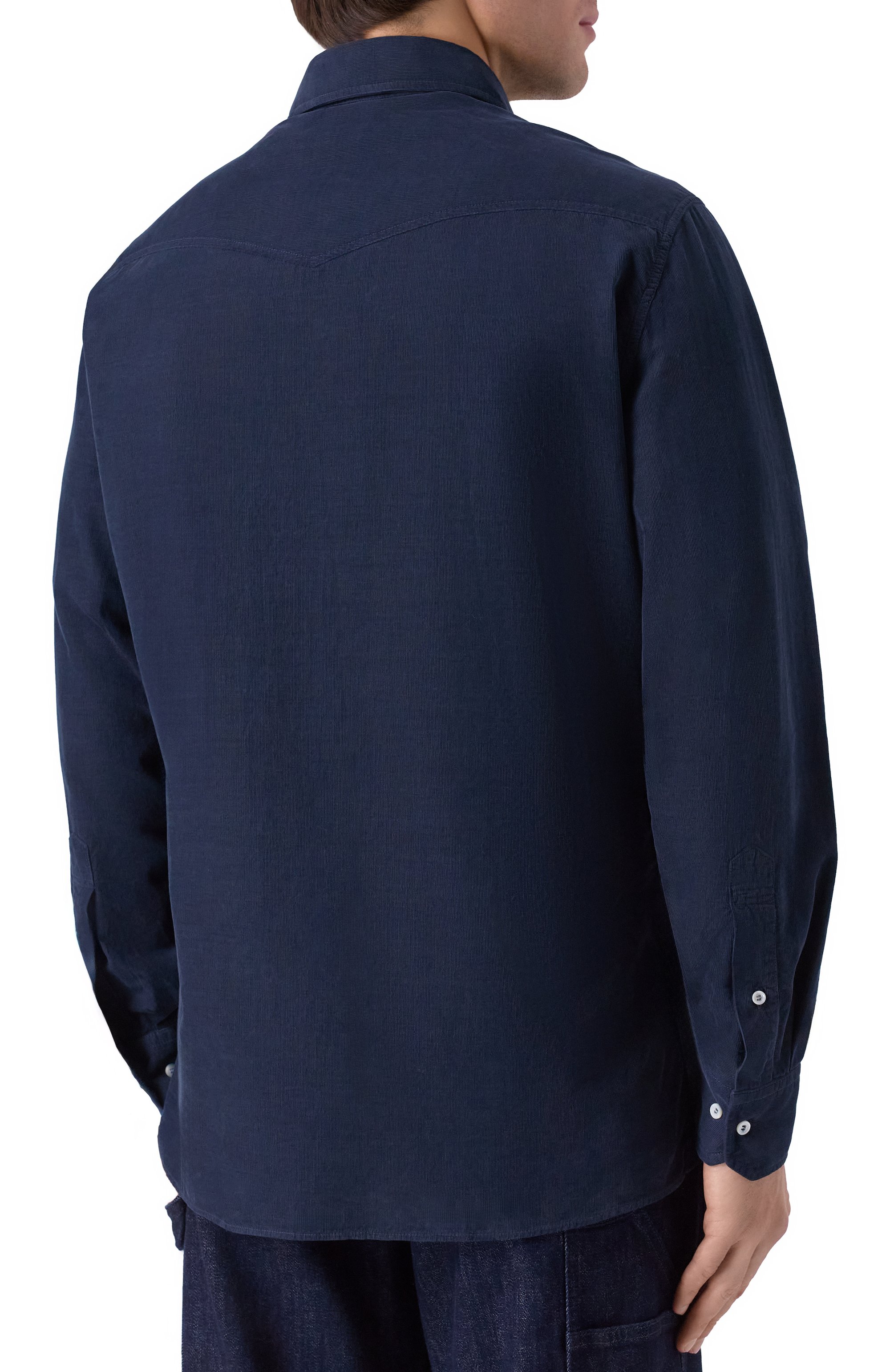 Хлопковая рубашка BRUNELLO CUCINELLI темно-синего цвета по цене 127000 руб., арт. ML6884008, фото 4 Хлопковая рубашка BRUNELLO CUCINELLI, арт. ML6884008, фото 4