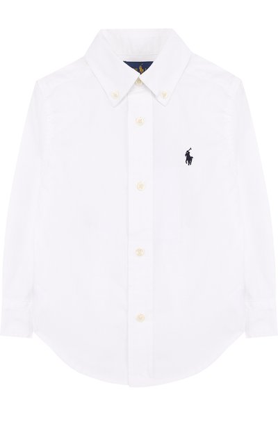 Хлопковая рубашка в полоску с воротником button down RALPH LAUREN, арт. 321600259