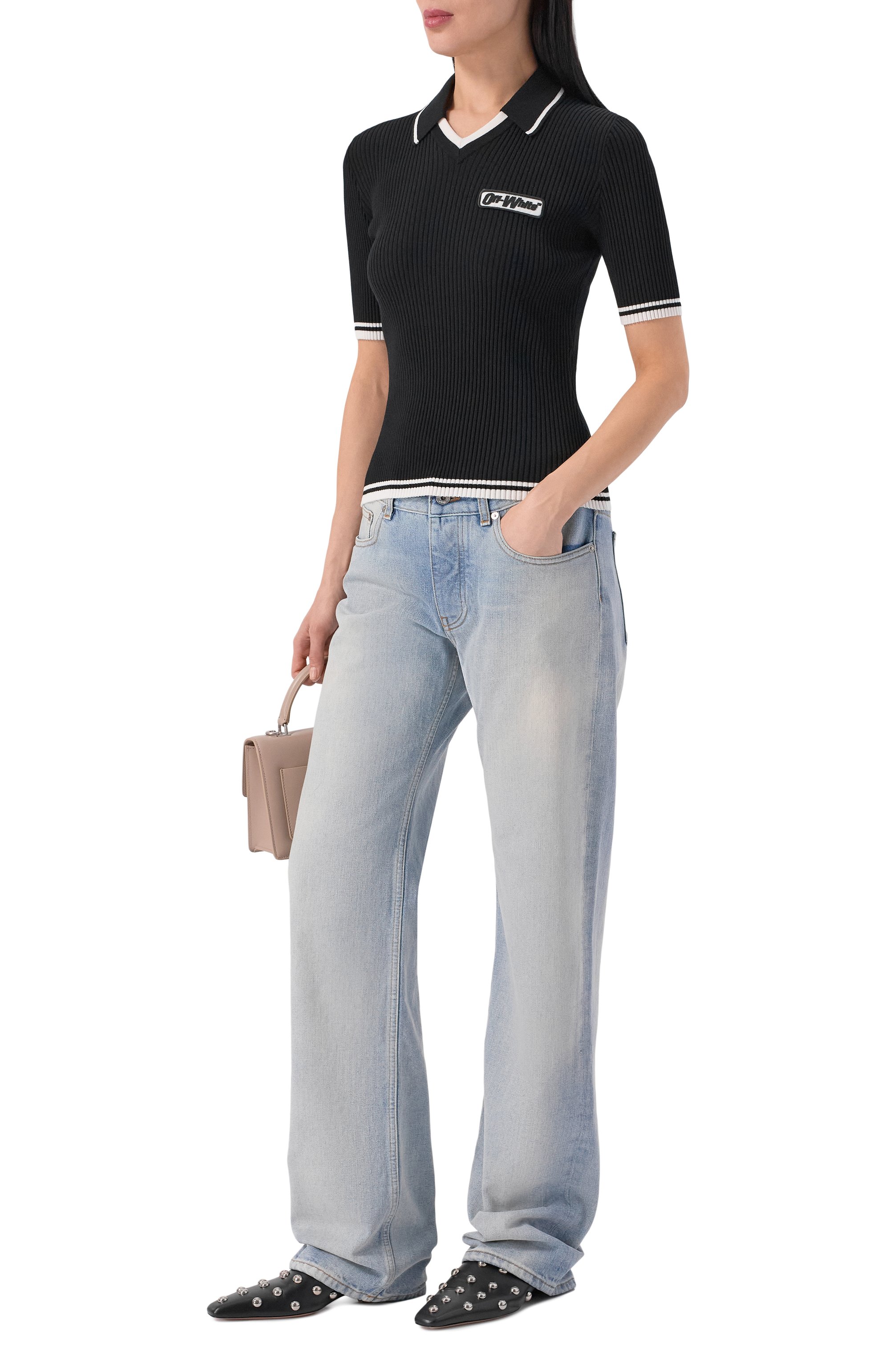 Поло из вискозы OFF-WHITE, арт. 0WHV007S26KNI001, фото 2