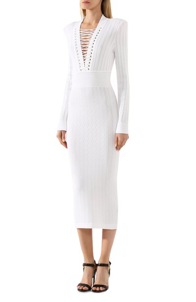 Платье BALMAIN белого цвета по цене 166500 руб., арт. TF16640/K030, фото 3 Платье BALMAIN, арт. TF16640/K030, фото 3