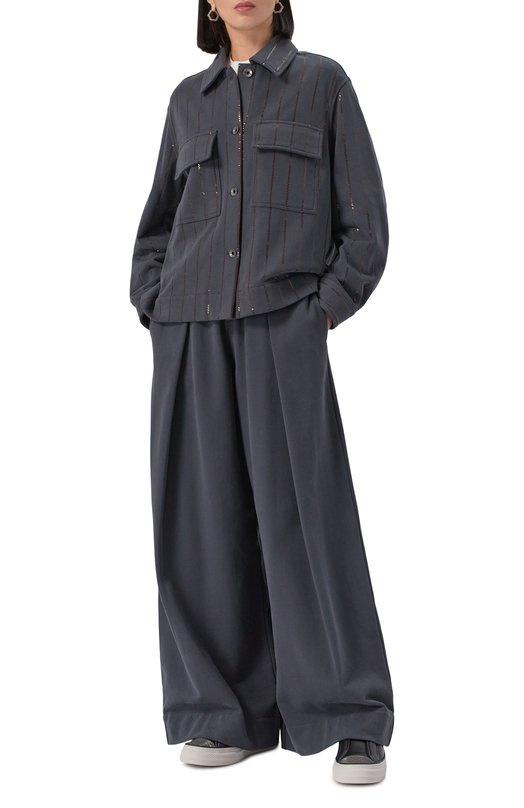 Хлопковые брюки Brunello Cucinelli MP05NS0879 Синий  MP05NS0879 Фото 2