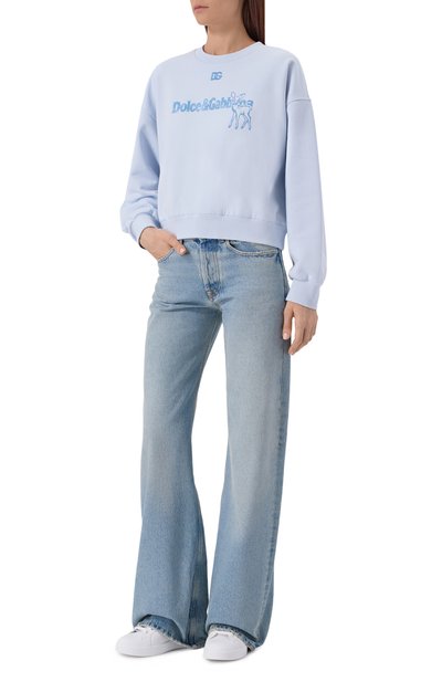 Хлопковый свитшот DOLCE & GABBANA голубого цвета по цене 75550 руб., арт. F9Q92Z/GDDM6, фото 2 Хлопковый свитшот DOLCE & GABBANA, арт. F9Q92Z/GDDM6, фото 2