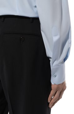 Мужская хлопковая сорочка DOLCE & GABBANA голубого цвета, арт. G5EJ0T/FUEEE | Фото 6 (Мужское Кросс-КТ: Сорочка-одежда; Случай: Формальный; Принт: Однотонные; Манжеты: На пуговицах; Воротник: Кент; Длина (для топов): Стандартные; Рукава: Длинные; Стили: Классический; Драгоценные камни: Проставлено; Материал внешний: Хлопок; Материал сплава: Проставлено)